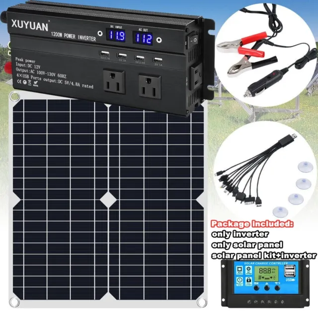 6000W Complete Solar Panel Kit with Controller / Inverter Home 110V Grid System