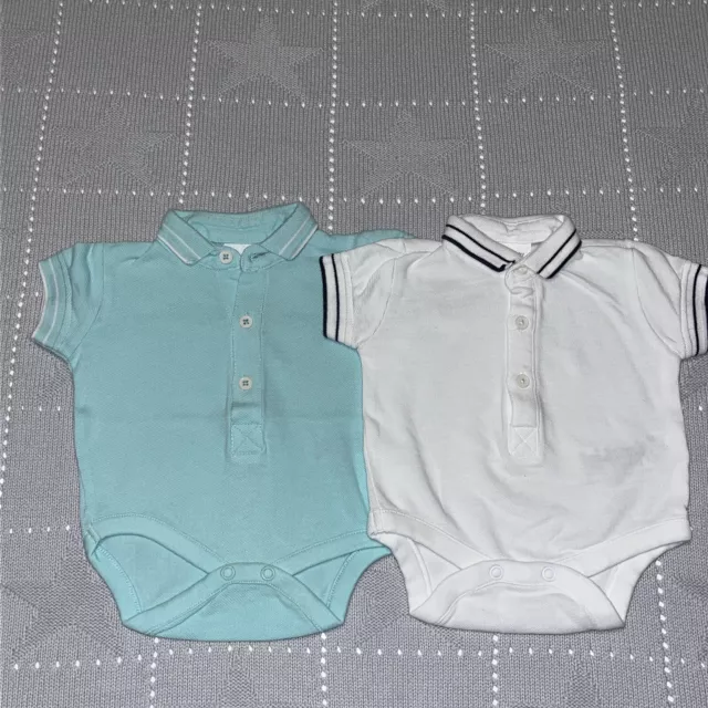 NEXT ❤️ Baby Jungen ❤️2er Set ❤️ Kurzarmbody * Polo Body ❤️ Mint & Weiß ❤️Gr. 56