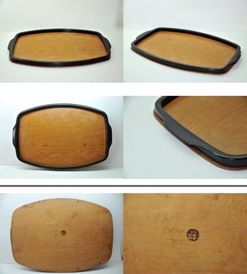 Design Vassoio decò in legno Design  Aldo Tura Macabo Vintage cm 52x36 