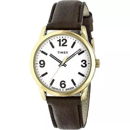 Timex TW2U71500, Men's Easy Reader Brown Leather Watch, Indiglo, 38MM Case