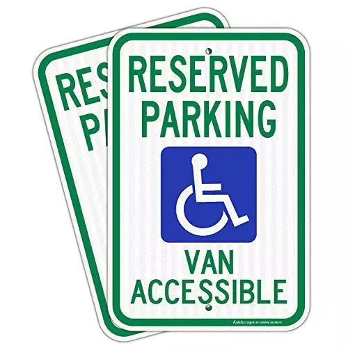 Reserved Parking SignVan Accessible Sign 2 Pack Handicap Parking Sign 18 x 12...
