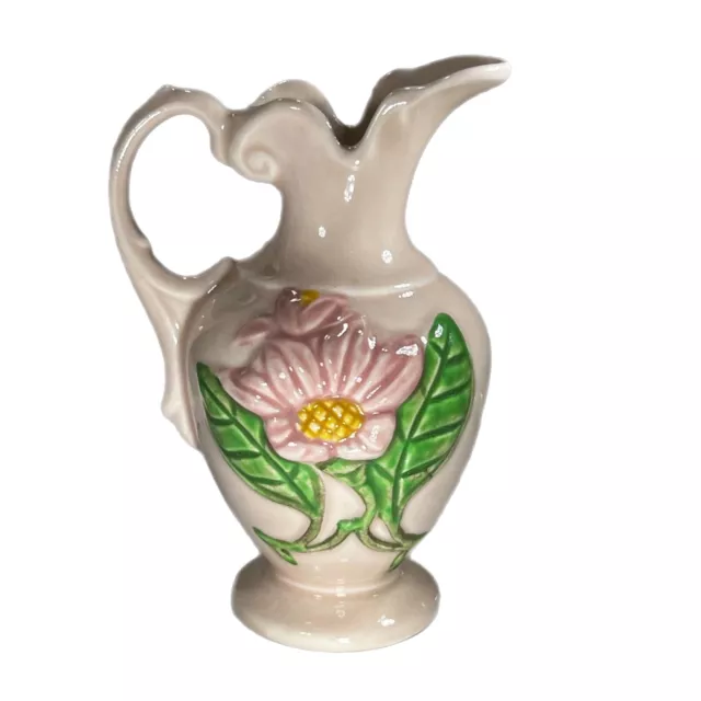 VINTAGE HULL ART Pottery Pink Green Gold Water Lily Flower Vase Ewer ...