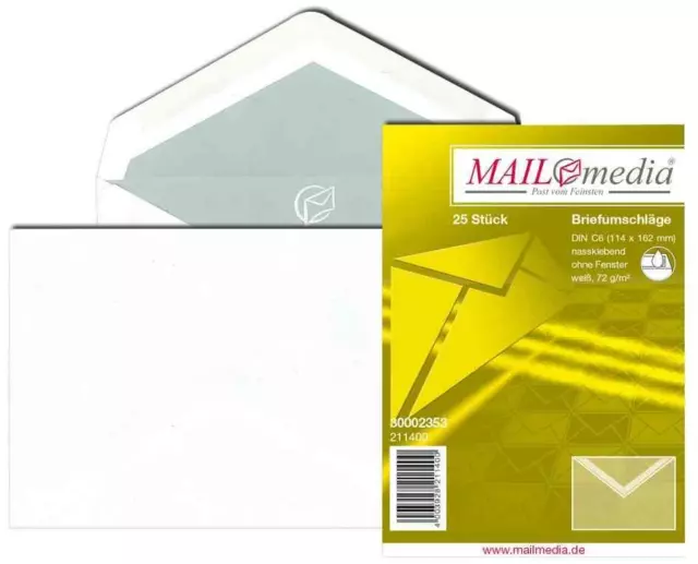 [Ref:230070-3] MAILMEDIA Lot de 3 Pqts de 100 enveloppes Offset 75g B6 sans