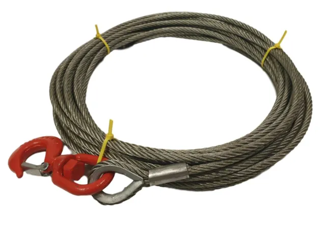 Winch Wire Rope - Recovery Winch Cable - 9mm Dia With Swivel Hook  Choose Length