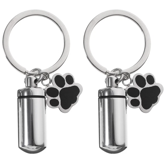 2 Sets Urna Per Animali Domestici Acciaio Inossidabile Portachiavi Cremazione