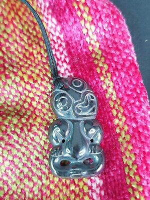 Old New Zealand Maori Black Glass Tiki …beautiful collection and accent piece 3