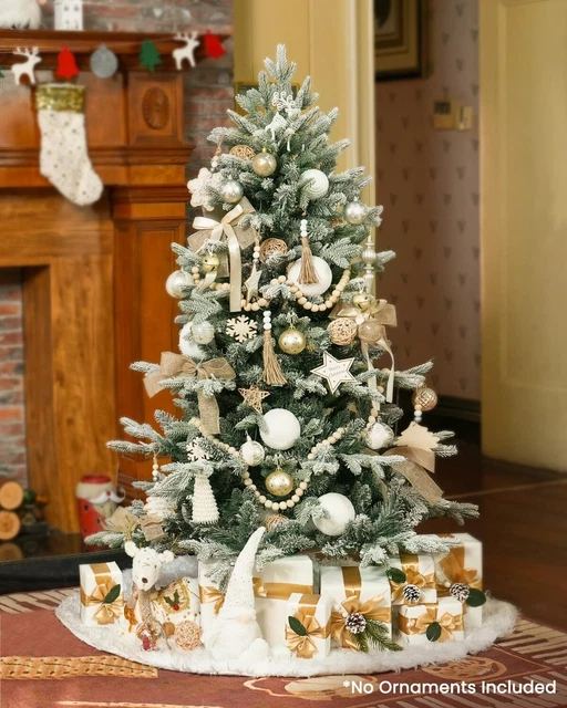 4.5/6.5/7.5 FT PRELIT Flocked Aspen Fir Artificial Christmas Tree with