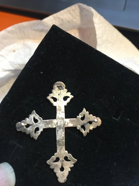 Croix De Jérusalem Ancienne En Argent Massif 900 - Pièce Vintage Authentique