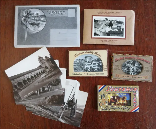 California Tourism c.1920-40's Souvenirs x 6 L.A. La Jolla Riverside Venice
