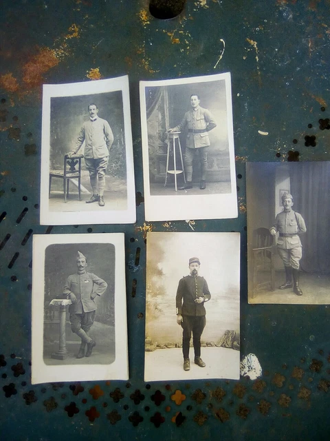 5 CPA Military Infantry Regiments ww1 14/18 Hairy Soldiers in Pose Pioupiou