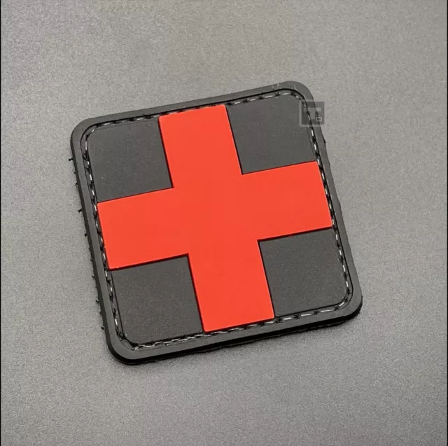 Medic Cross Patch Black Red First Aid Kit Medical Pack Military Tactical Army