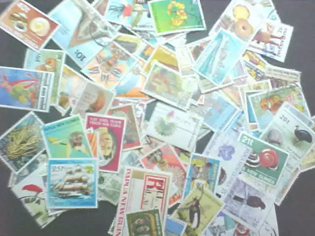 100 Different Papua & New Guinea Stamp Collection - Lot