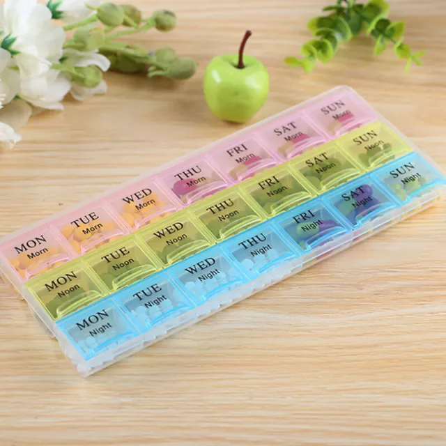 Scatola di pillole di stoccaggio settimanale 21 griglia selezionatore tablet contenitore custodia organizzatore farmaci * wl