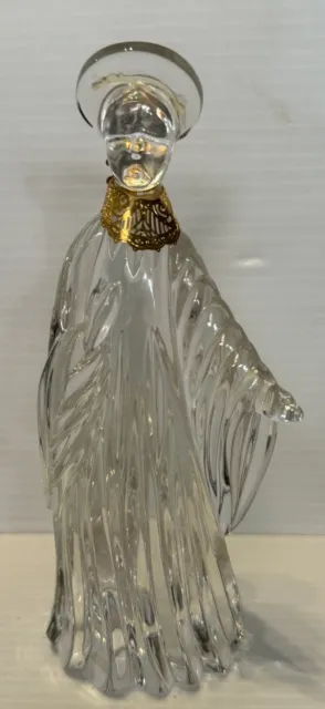 Gorham Germany Nativity Crystal Clear Mary Figurine Gold Accent Christmas