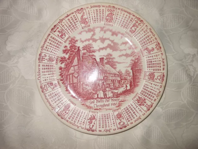 assiette calendrier 1986 en céramique IRONSTONE  ENGLAND