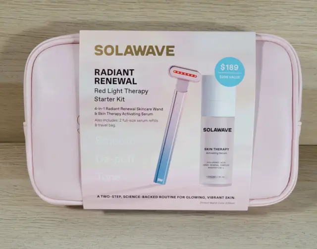 Varita para el cuidado de la piel Solawave renovación radiante roja luz 3 suero activador bolsa de viaje
