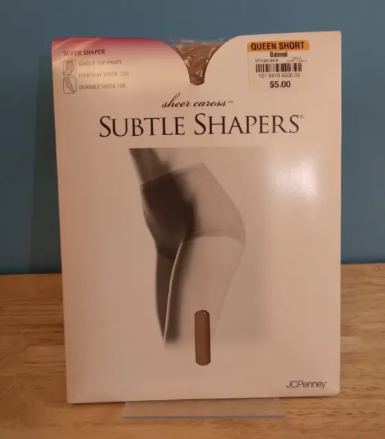 JC PENNY SUBTLE Shapers Sheer Caress Pantyhose Size Queen Short