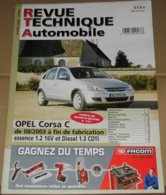 REVUE TECHNIQUE AUTOMOBILE RTA 692.1 Opel Corsa C Essence et