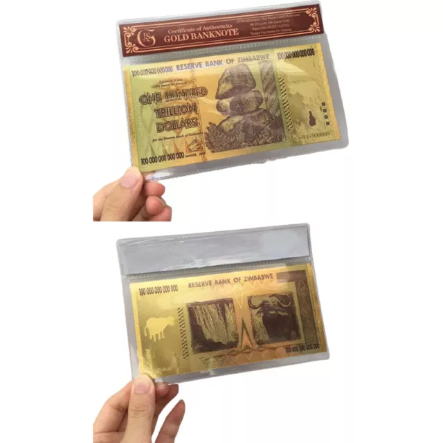 ZIMBABWE Black Gold Foil 100 Trillion Commemorative Dollars BanknotesLZ