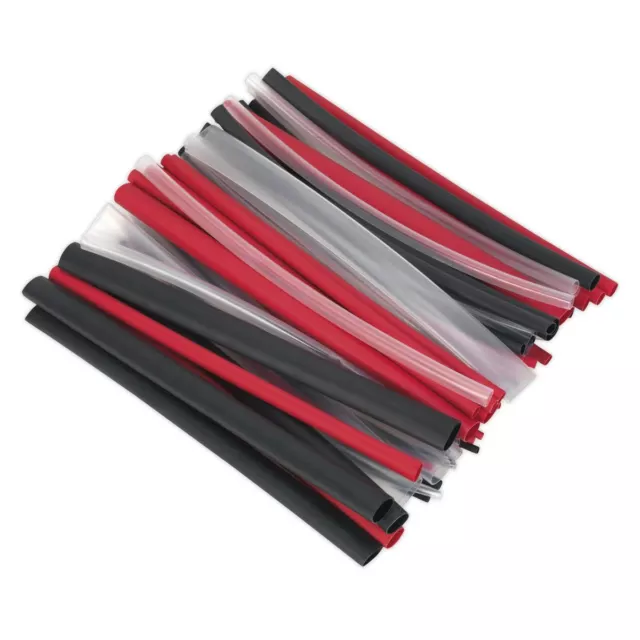 Sealey Heat Shrink Tubing Assortment 72pc Mixed Colours Adhesive Lined 200mm