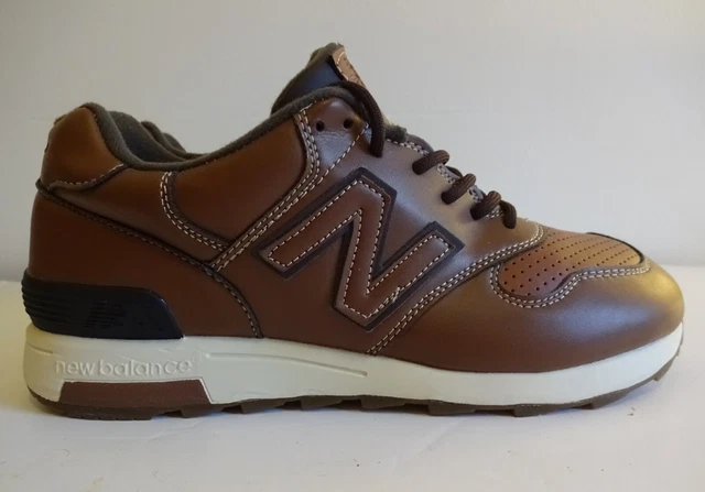 574 NEW BALANCE Men s Black Brown Leather Sneakers Athletic Shoes