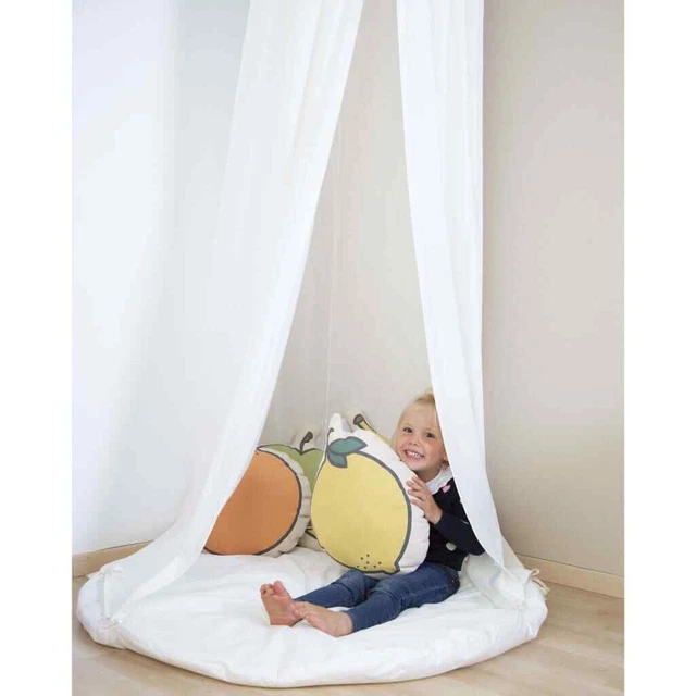 CHILDHOME Hängender Baldachin mit Spielmatte Cremeweiß vidaXL