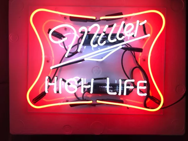 Miller High Life Lite Beer Acrylic 20"x16" Neon Light Sign Lamp Party Bar Open