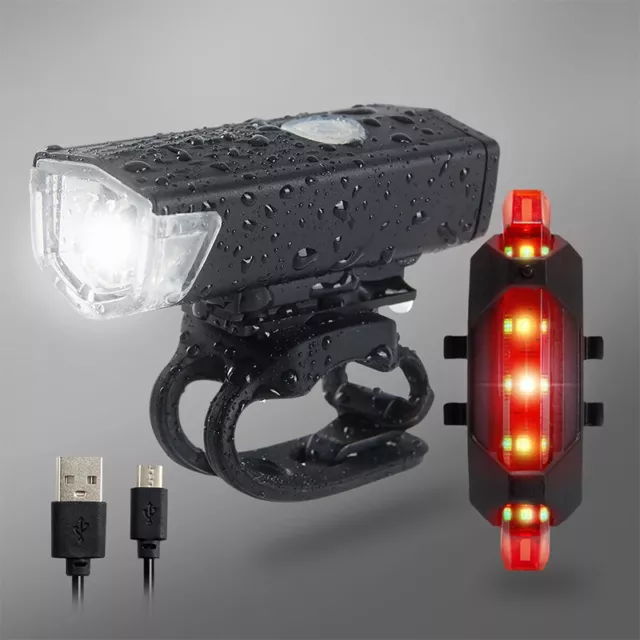 Bicicleta luz USB LED recargable conjunto camino delantero trasero faro lámpara