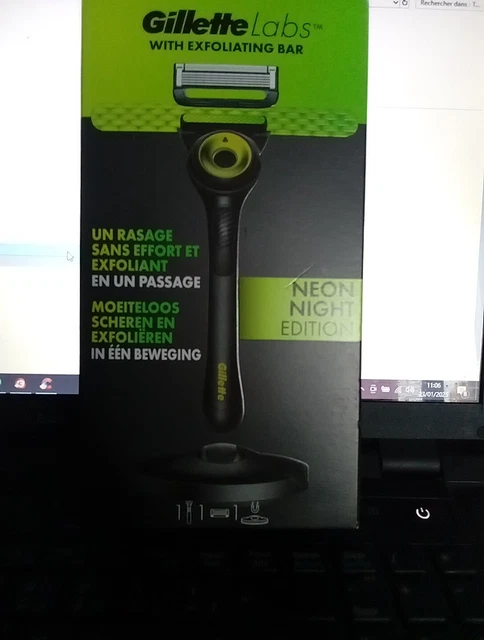 Rasoir GILLETTE LABS Edition Neon Night Avec Barre Exfoliante + 1 Lame + Socle - NEUF
