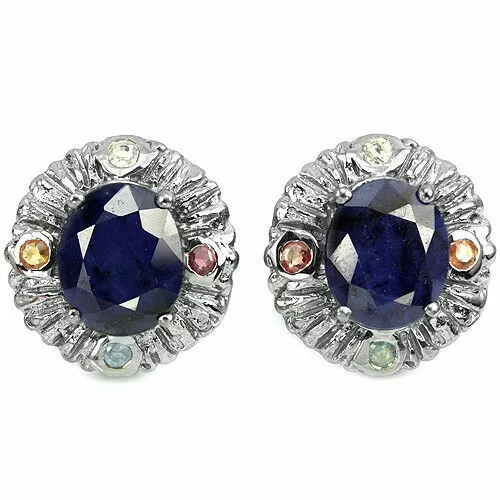 Natural Blue Sapphire Solid 925 Sterling Silver Earrings