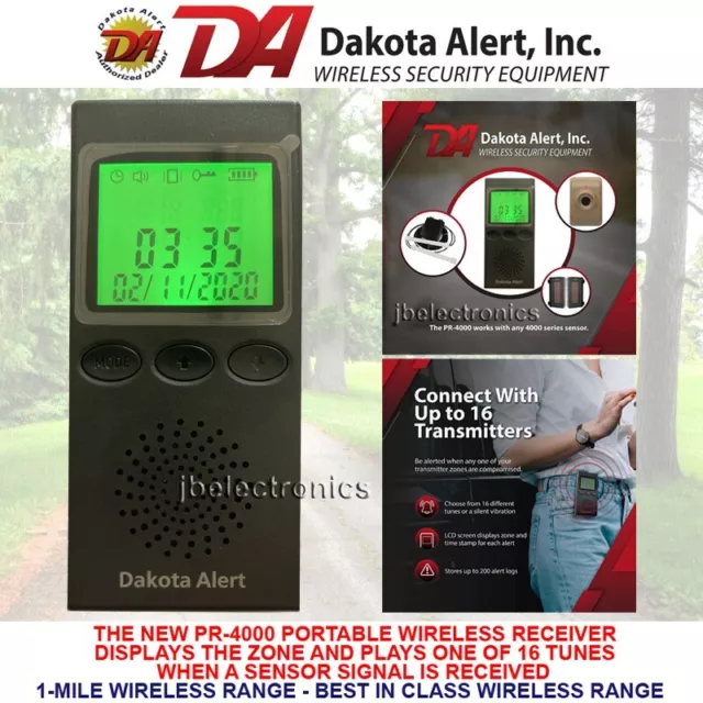 Dakota Alert Pr-4000 Wireless Portable Alarm Receiver For All 4000 Series Alarms