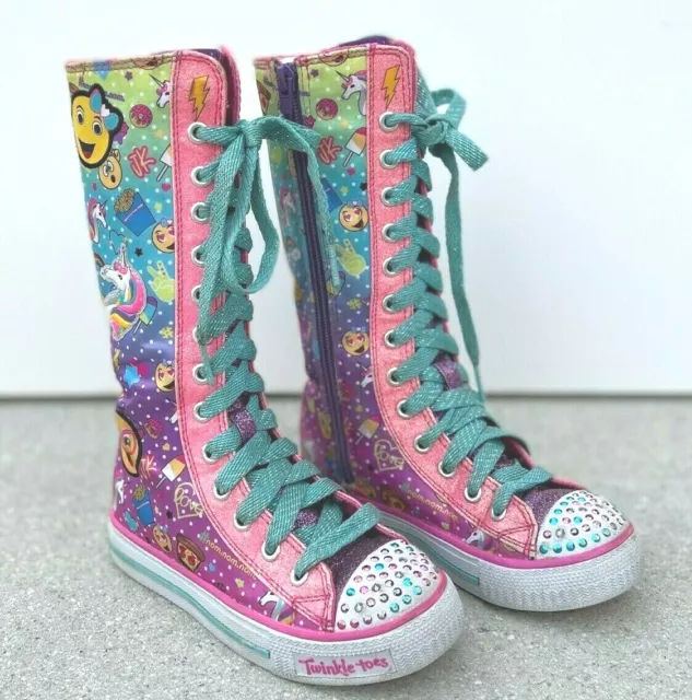 SKECHERS GIRLS TWINKLE Toes Pop Princess Emoji Light Up Knee High Boot Size 12 99.00 PicClick