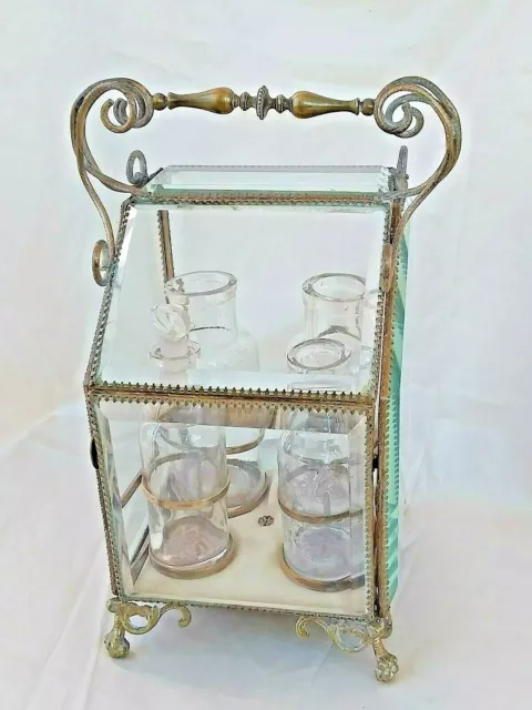 Magnifique Vitrine Grand Coffret Cave A Senteur Ou Liqueur De Mariée  Bronze