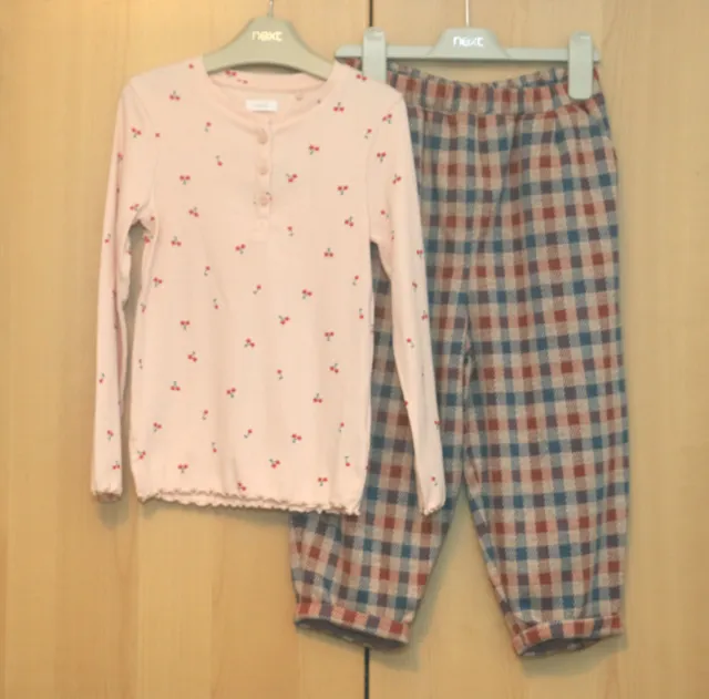 Next Girls  Pink Rib Top Age 6 Yrs & Pink Checked Baggy Trousers Age 5-6Yrs BNWT