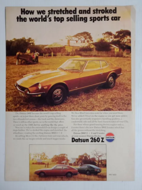 Datsun 260Z 2+2 & 2 Seater Australian Magazine Fullpage Colour Advertisement