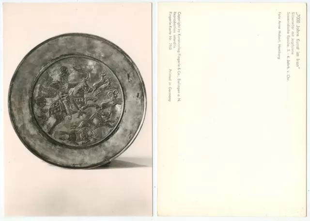 40265 - Teller mit Jagdszene - sassanidisch, 5 Jhd. v Chr. - Echtfoto - alte AK