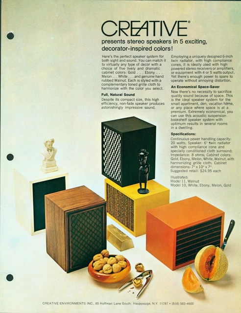 c1975 Creative Color Speakers Glossy Dealer Brochure Model 10 Hauppauge NY HiFi