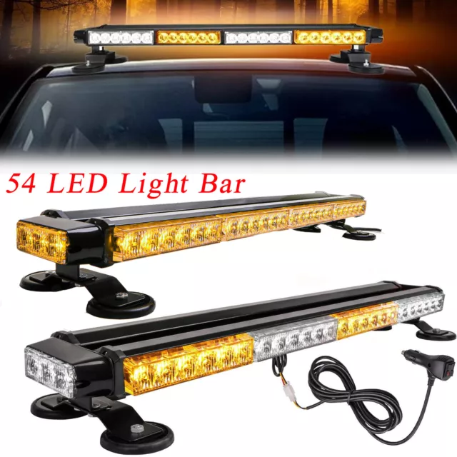54 LED Emergency Strobe Light Bar Warning Rooftop Double Side Traffic Advisor