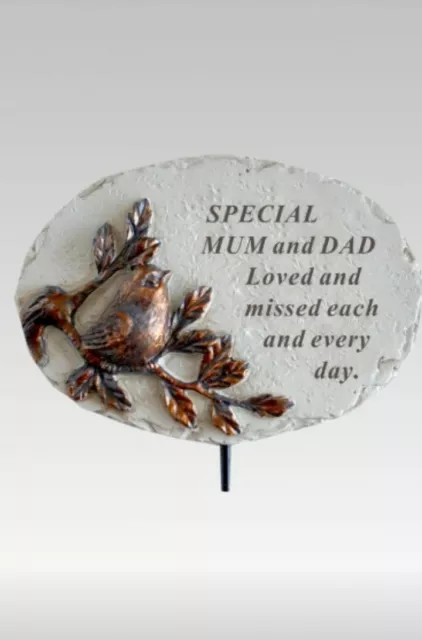 Special Mum & Dad Christmas Memorial Robin Bird Love Tribute Garden Remembrance