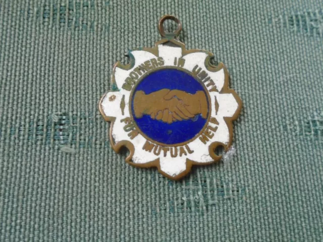 Vintage Aslef Brothers In Unity Mutual Help Railway Trade Union Enamel Fob Badge