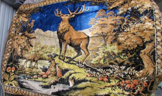 VINTAGE HUGE Deer, Elk, Stag Tapestry Wall Hanging/Cabin Decor 72" X 48 "