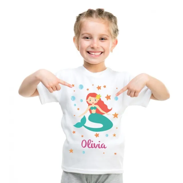 T-shirt nome personalizzato bambini maglietta stampata bambini sirena ragazzi ragazze personalizzata