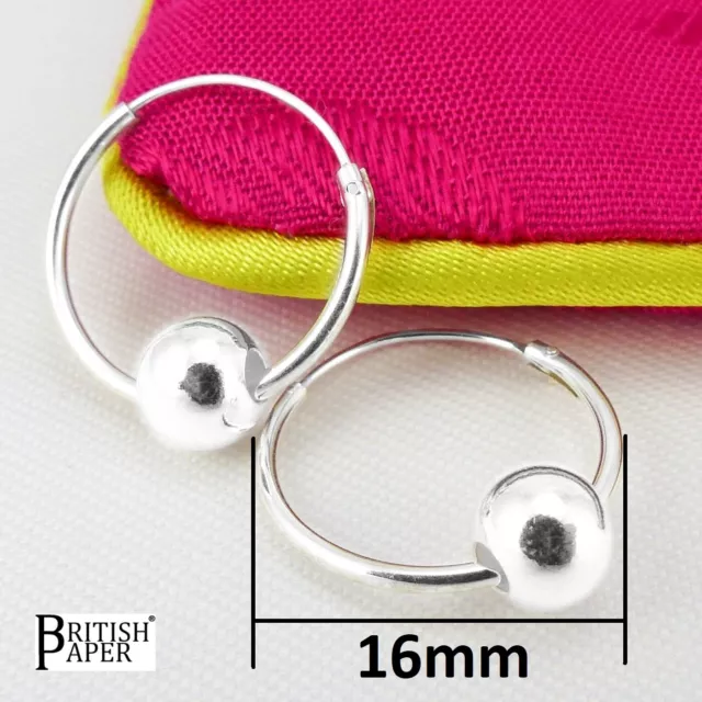 925 Sterling Silver Hoop Earrings Ball Beads Solid Fine Clip Nose Small Set Ring