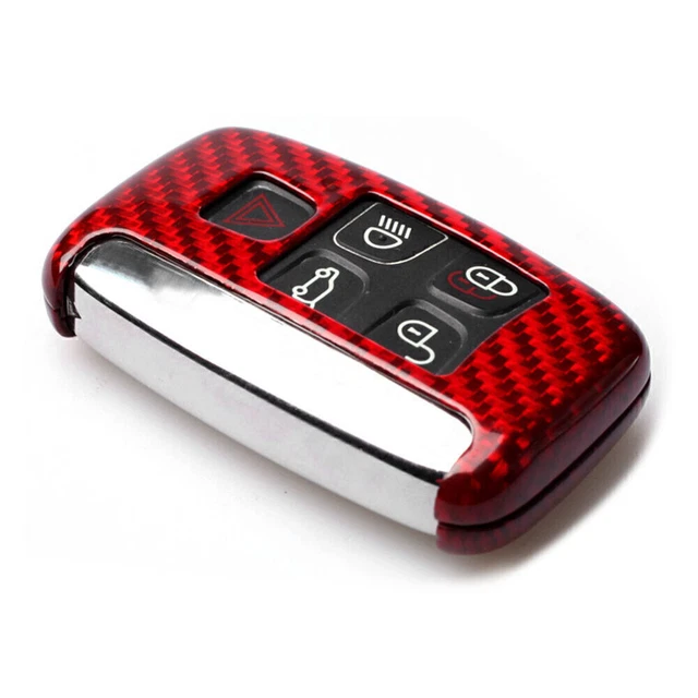 Remote Key Case Shell Cover Car Auto Fit Land Rover Jaguar Red Carbon Fiber