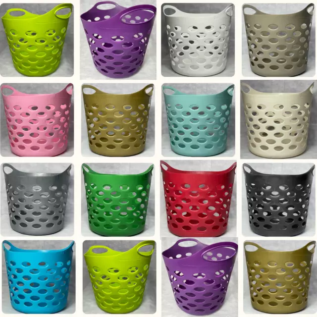 Laundry Basket Home Clothes Hamper 30L Storage Basket Flexible Handle 16 Colours