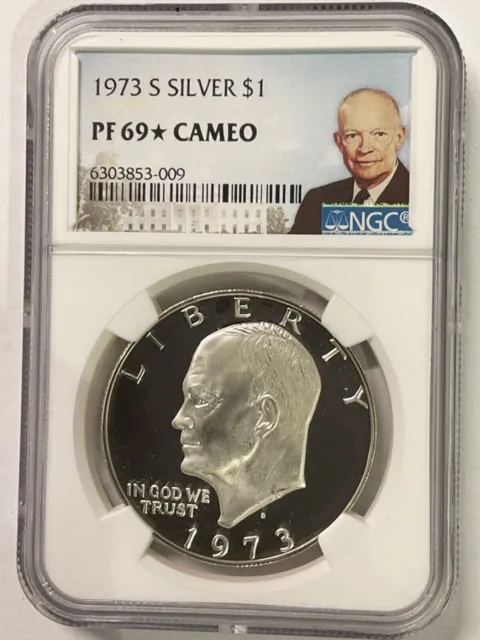 1973 S $1 "Silver" Ike Ngc Pf 69 *Star*+Cameo~Top Pop~Only "89"~Only 1 On Ebay!!