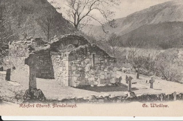 a irish wicklow county eire old antique postcard ireland glendalough church