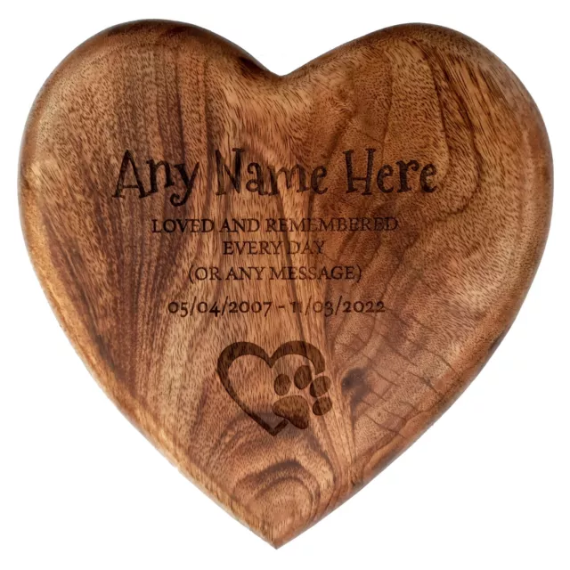 Heart Shaped Urn For A Pet Cremation Box Personalised With Heart Paw Design