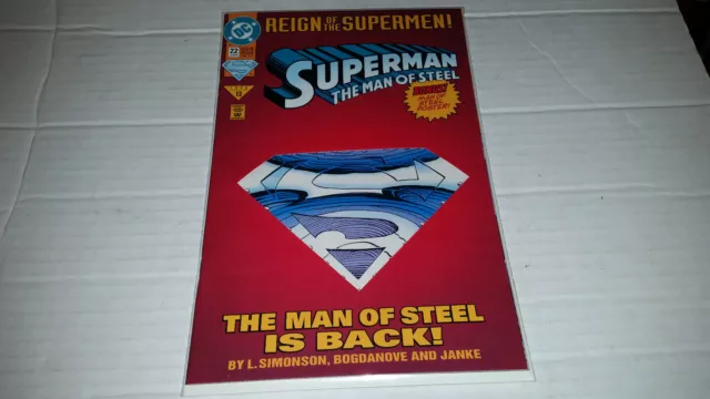Superman the Man of Steel # 22 (DC, 1993) Reign of the Supermen!  Die-Cut Cover