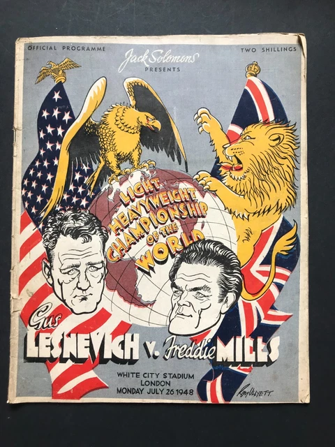 1948 Light Heavyweight World Champion  Programme Gus Lesnevich Freddie Mills